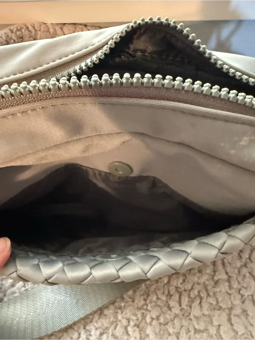 Woven Front Gray Crossbody Bag - Women's Shoulder Bag